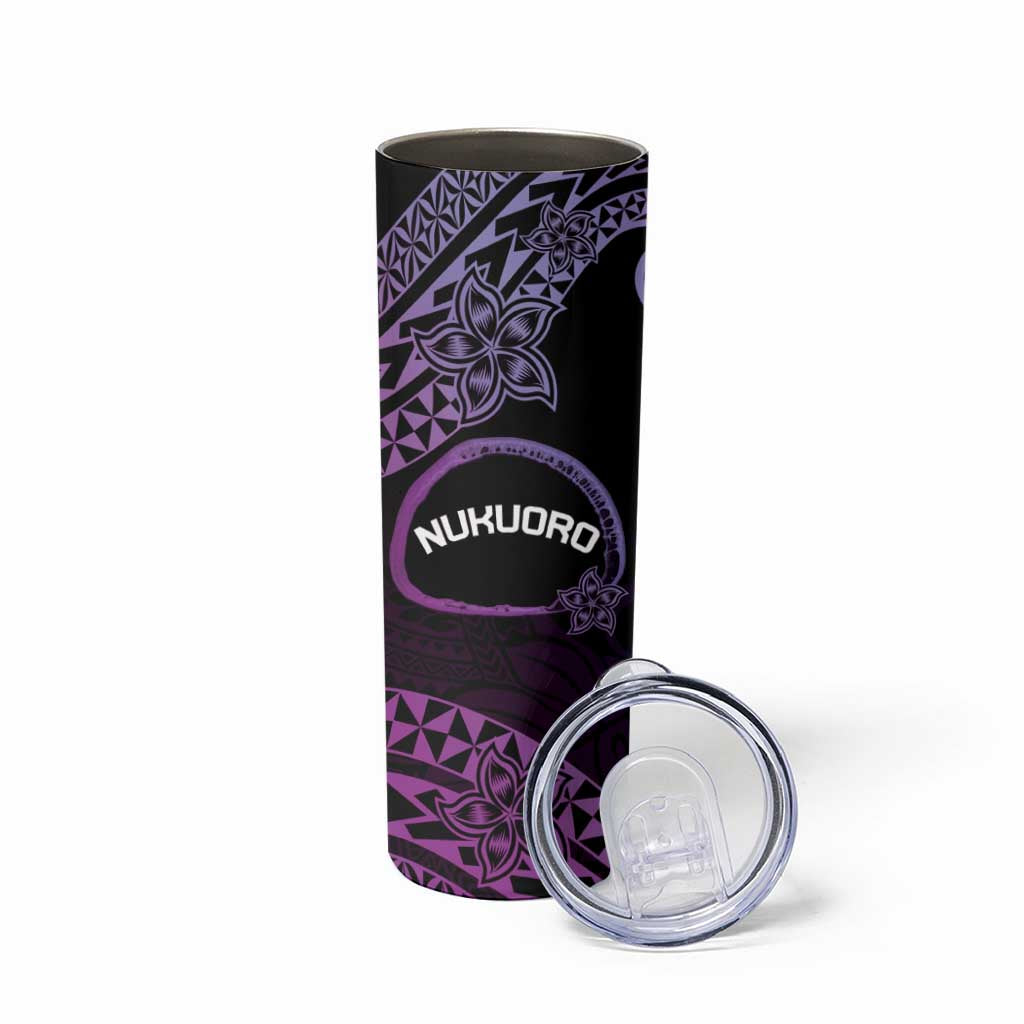 Personalised Pohnpei Nukuoro Micronesia Skinny Tumbler Polynesian Tattoo Curves Purple Version
