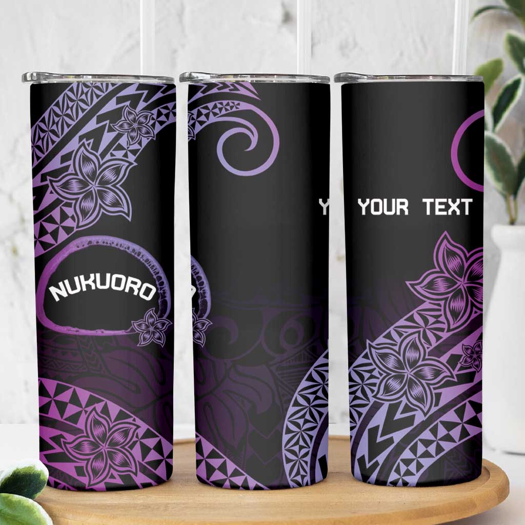 Personalised Pohnpei Nukuoro Micronesia Skinny Tumbler Polynesian Tattoo Curves Purple Version