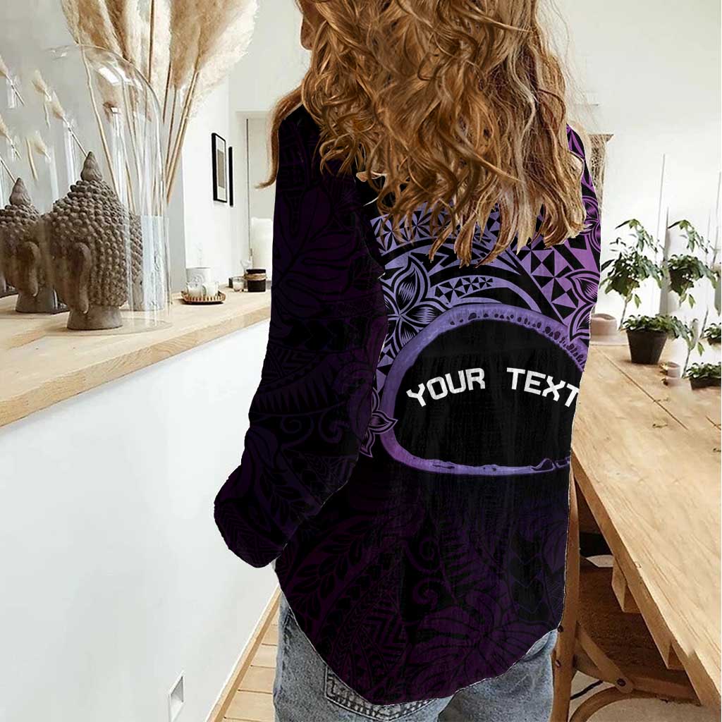 Personalised Pohnpei Nukuoro Micronesia Women Casual Shirt Polynesian Tattoo Curves Purple Version LT14 - Polynesian Pride
