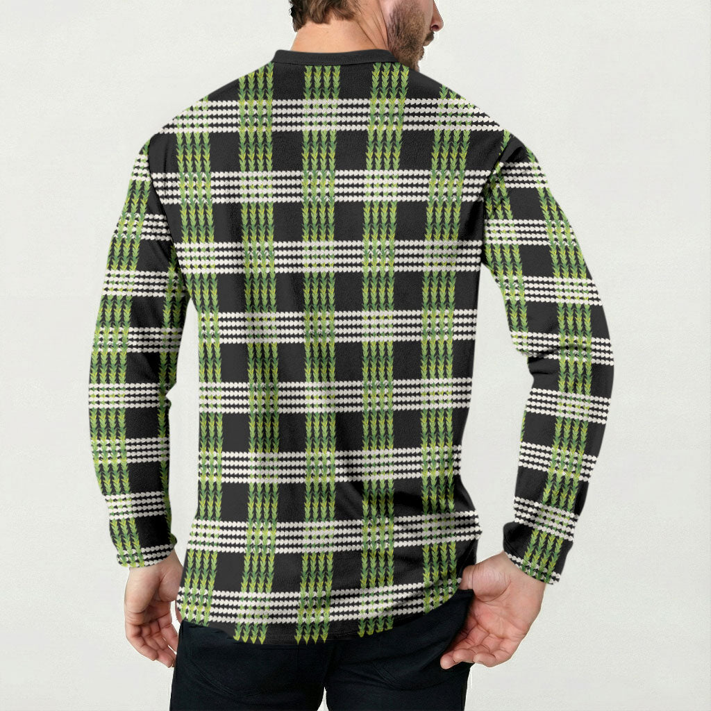 Aloha Hawaii Pakalana Pikake Lei Button Sweatshirt Palaka Inspired Hawaiian-plaid Black LT14 - Polynesian Pride