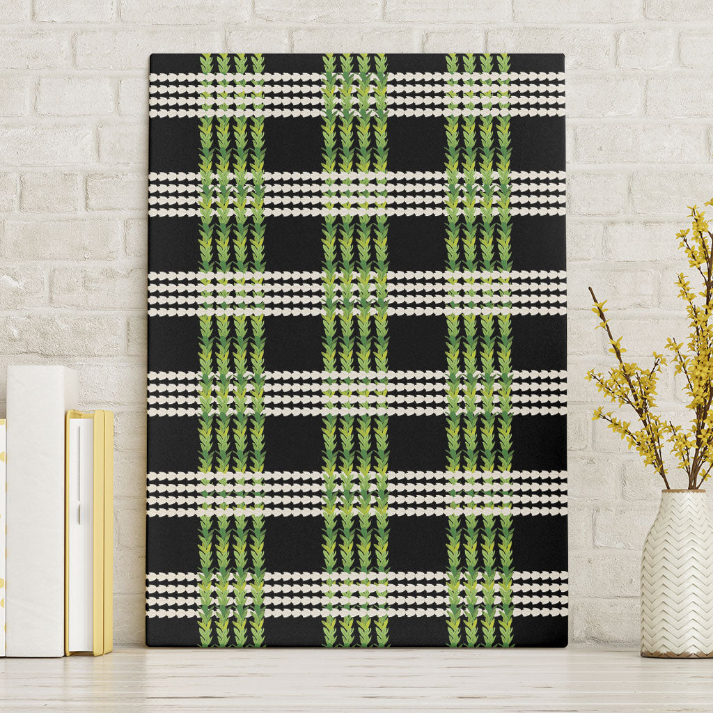 Aloha Hawaii Pakalana Pikake Lei Canvas Wall Art Palaka Inspired Hawaiian-plaid Black LT14 Without Frame Black - Polynesian Pride