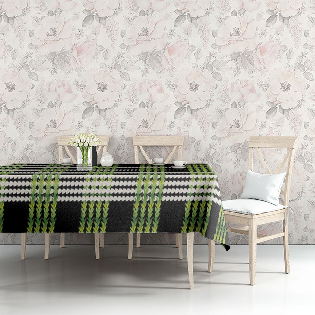 Aloha Hawaii Pakalana Pikake Lei Tablecloth Palaka Inspired Hawaiian-plaid Black LT14 - Polynesian Pride