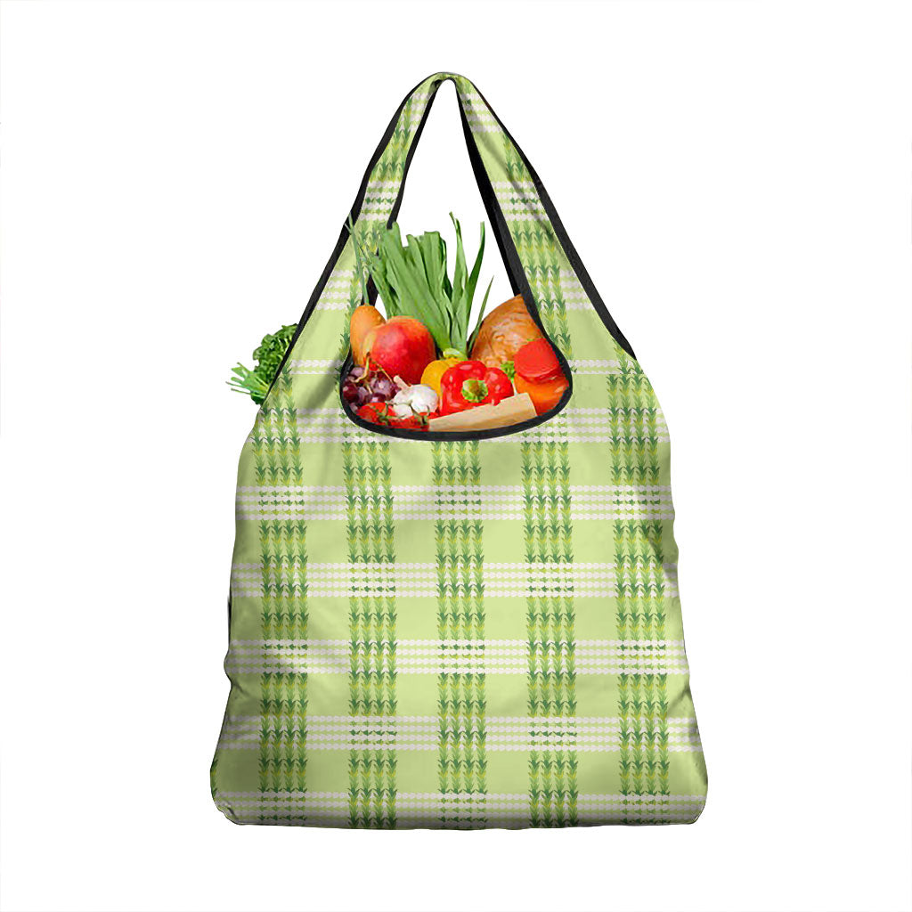 Aloha Hawaii Pakalana Pikake Lei Grocery Bag Palaka Inspired Hawaiian-plaid Pastel Green LT14 1-pack One Size Green - Polynesian Pride
