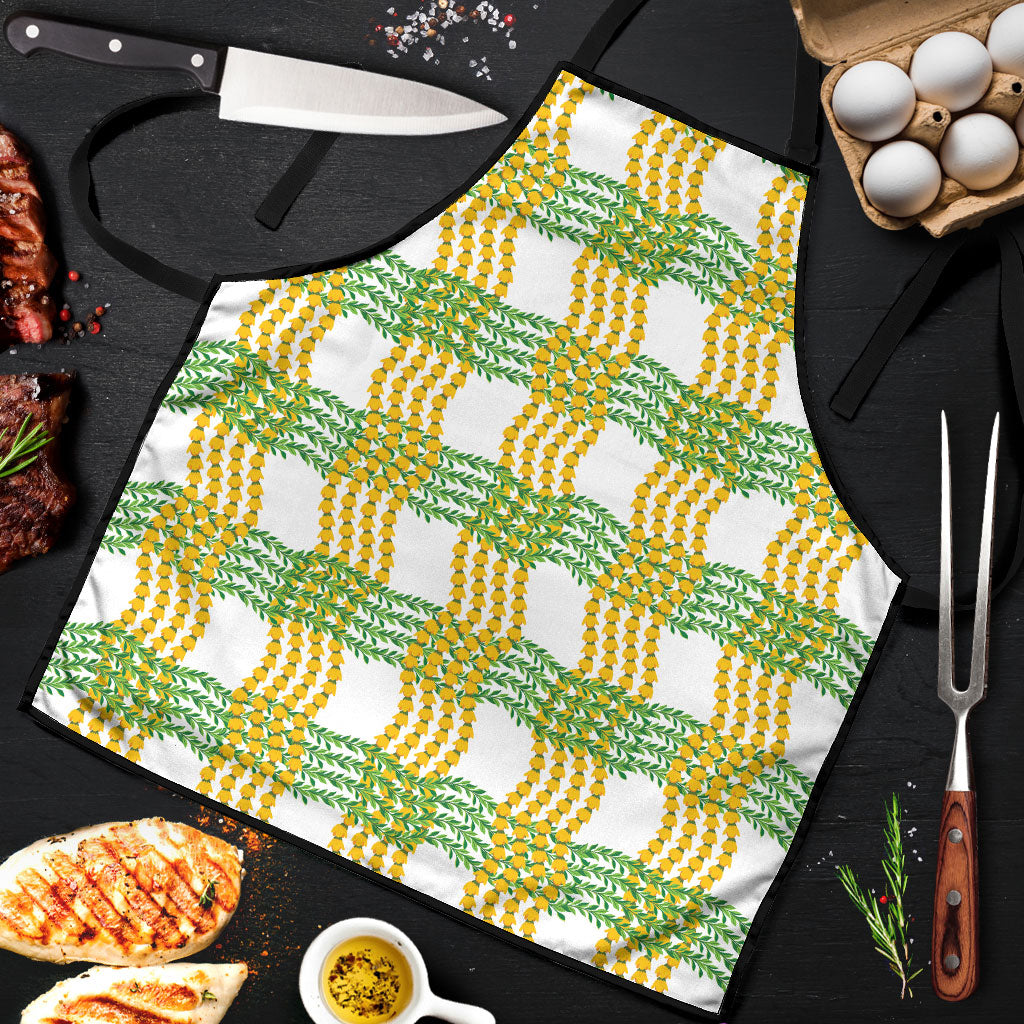 Aloha Hawaii Ilima Maile Lei Apron Palaka Inspired Hawaiian-plaid White LT14 White - Polynesian Pride