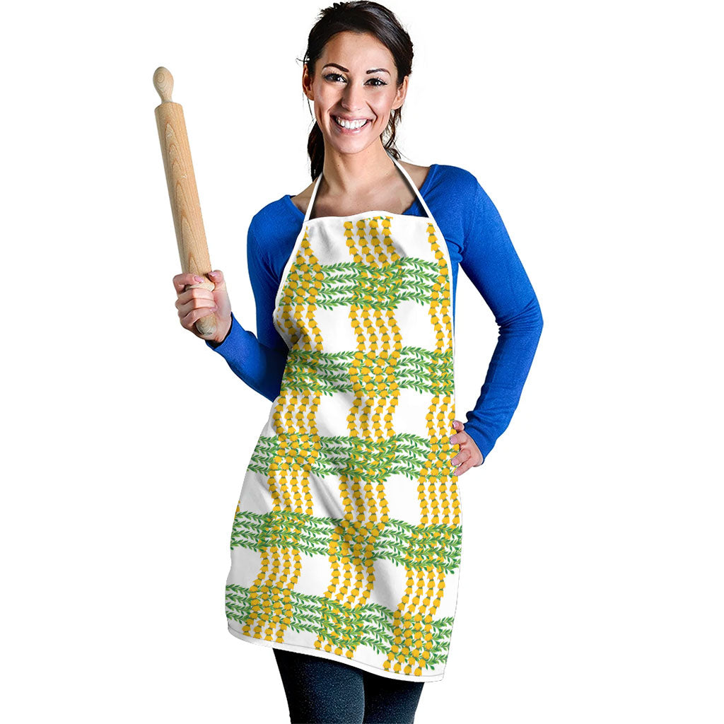 Aloha Hawaii Ilima Maile Lei Apron Palaka Inspired Hawaiian-plaid White LT14 - Polynesian Pride