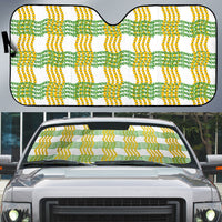 Aloha Hawaii Ilima Maile Lei Auto Sun Shade Palaka Inspired Hawaiian-plaid White LT14 White - Polynesian Pride