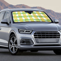 Aloha Hawaii Ilima Maile Lei Auto Sun Shade Palaka Inspired Hawaiian-plaid White LT14 - Polynesian Pride