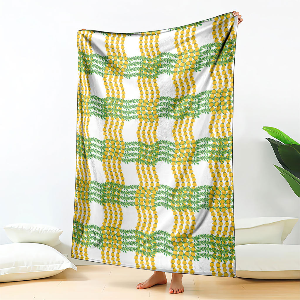 Aloha Hawaii Ilima Maile Lei Blanket Palaka Inspired Hawaiian-plaid White LT14 - Polynesian Pride