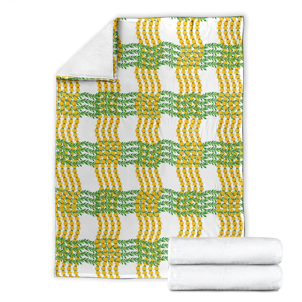Aloha Hawaii Ilima Maile Lei Blanket Palaka Inspired Hawaiian-plaid White LT14 - Polynesian Pride