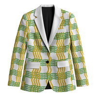 Aloha Hawaii Ilima Maile Lei Blazer Palaka Inspired Hawaiian-plaid White LT14 Unisex White - Polynesian Pride