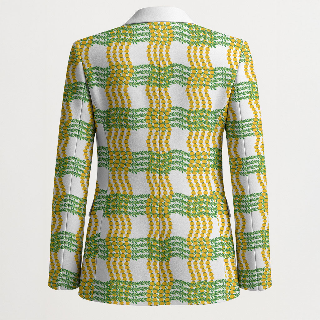 Aloha Hawaii Ilima Maile Lei Blazer Palaka Inspired Hawaiian-plaid White LT14 - Polynesian Pride