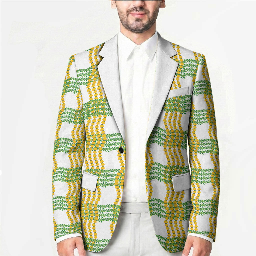 Aloha Hawaii Ilima Maile Lei Blazer Palaka Inspired Hawaiian-plaid White LT14 - Polynesian Pride