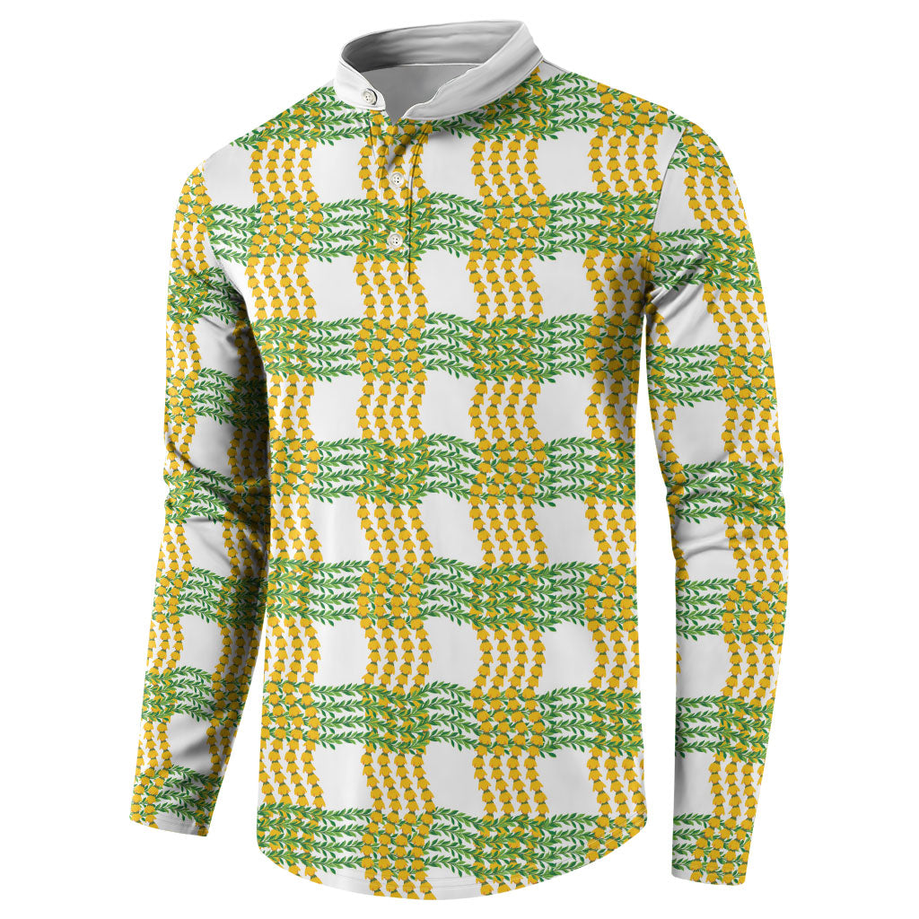Aloha Hawaii Ilima Maile Lei Button Sweatshirt Palaka Inspired Hawaiian-plaid White LT14 - Polynesian Pride