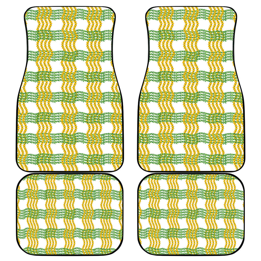 Aloha Hawaii Ilima Maile Lei Car Mats Palaka Inspired Hawaiian-plaid White LT14 - Polynesian Pride