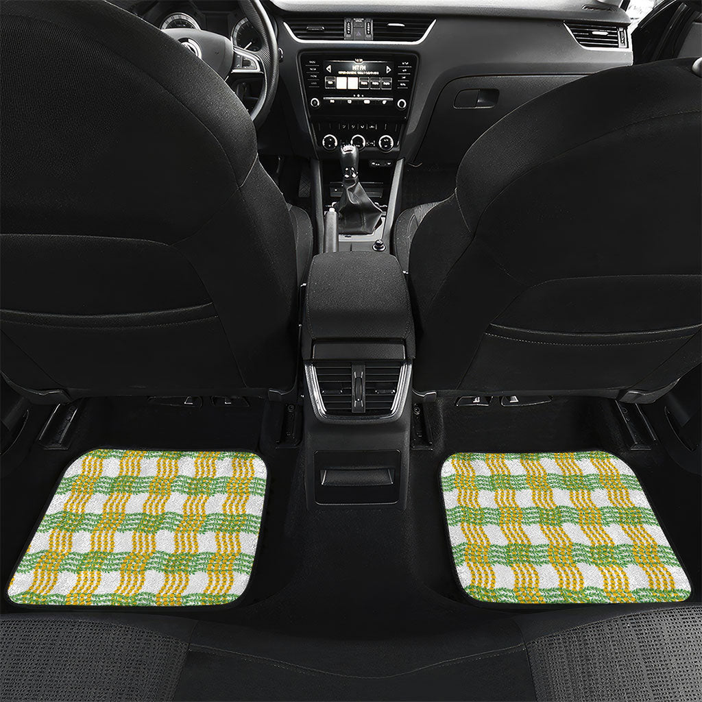 Aloha Hawaii Ilima Maile Lei Car Mats Palaka Inspired Hawaiian-plaid White LT14 Set 2pcs - Back White - Polynesian Pride