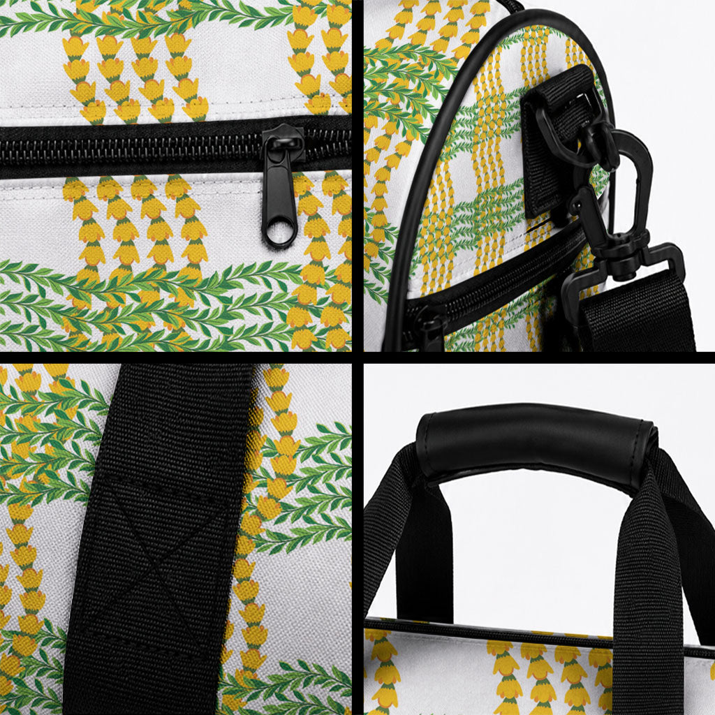 Aloha Hawaii Ilima Maile Lei Duffle Bag Palaka Inspired Hawaiian-plaid White LT14 - Polynesian Pride