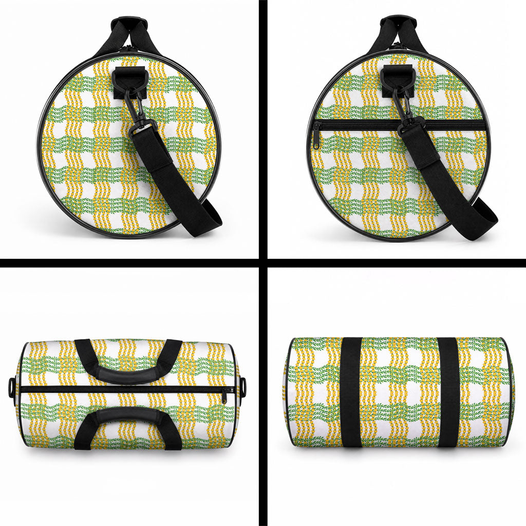 Aloha Hawaii Ilima Maile Lei Duffle Bag Palaka Inspired Hawaiian-plaid White LT14 - Polynesian Pride