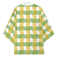 Aloha Hawaii Ilima Maile Lei Kimono Palaka Inspired Hawaiian-plaid White LT14 - Polynesian Pride