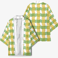 Aloha Hawaii Ilima Maile Lei Kimono Palaka Inspired Hawaiian-plaid White LT14 - Polynesian Pride