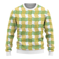 Aloha Hawaii Ilima Maile Lei Ugly Christmas Sweater Palaka Inspired Hawaiian-plaid White LT14 - Polynesian Pride