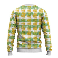 Aloha Hawaii Ilima Maile Lei Ugly Christmas Sweater Palaka Inspired Hawaiian-plaid White LT14 - Polynesian Pride