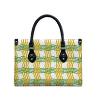 Aloha Hawaii Ilima Maile Lei Leather Bag Palaka Inspired Hawaiian-plaid White LT14 - Polynesian Pride