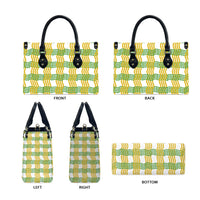 Aloha Hawaii Ilima Maile Lei Leather Bag Palaka Inspired Hawaiian-plaid White LT14 - Polynesian Pride