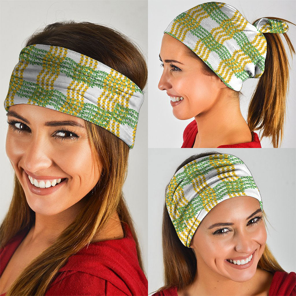 Aloha Hawaii Ilima Maile Lei Neck Gaiter Palaka Inspired Hawaiian-plaid White LT14 - Polynesian Pride