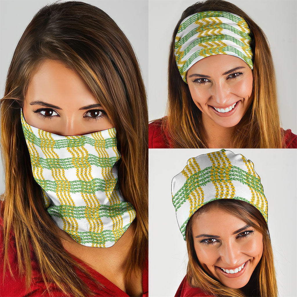 Aloha Hawaii Ilima Maile Lei Neck Gaiter Palaka Inspired Hawaiian-plaid White LT14 - Polynesian Pride