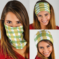 Aloha Hawaii Ilima Maile Lei Neck Gaiter Palaka Inspired Hawaiian-plaid White LT14 - Polynesian Pride