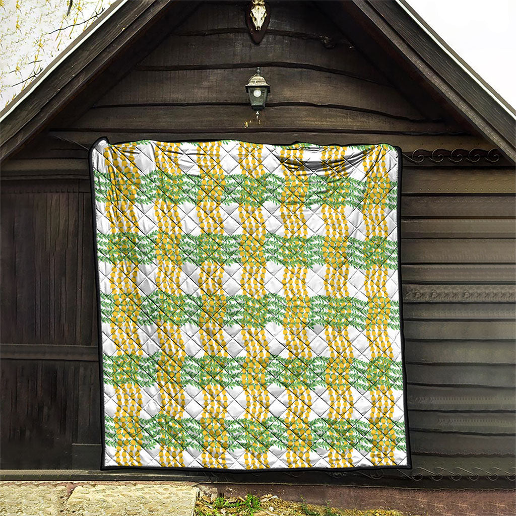 Aloha Hawaii Ilima Maile Lei Quilt Palaka Inspired Hawaiian-plaid White LT14 - Polynesian Pride