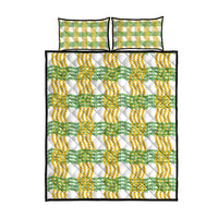 Aloha Hawaii Ilima Maile Lei Quilt Bed Set Palaka Inspired Hawaiian-plaid White LT14 - Polynesian Pride
