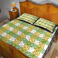 Aloha Hawaii Ilima Maile Lei Quilt Bed Set Palaka Inspired Hawaiian-plaid White LT14 - Polynesian Pride