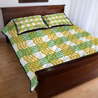 Aloha Hawaii Ilima Maile Lei Quilt Bed Set Palaka Inspired Hawaiian-plaid White LT14 - Polynesian Pride