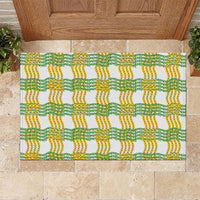 Aloha Hawaii Ilima Maile Lei Rubber Doormat Palaka Inspired Hawaiian-plaid White LT14 White - Polynesian Pride