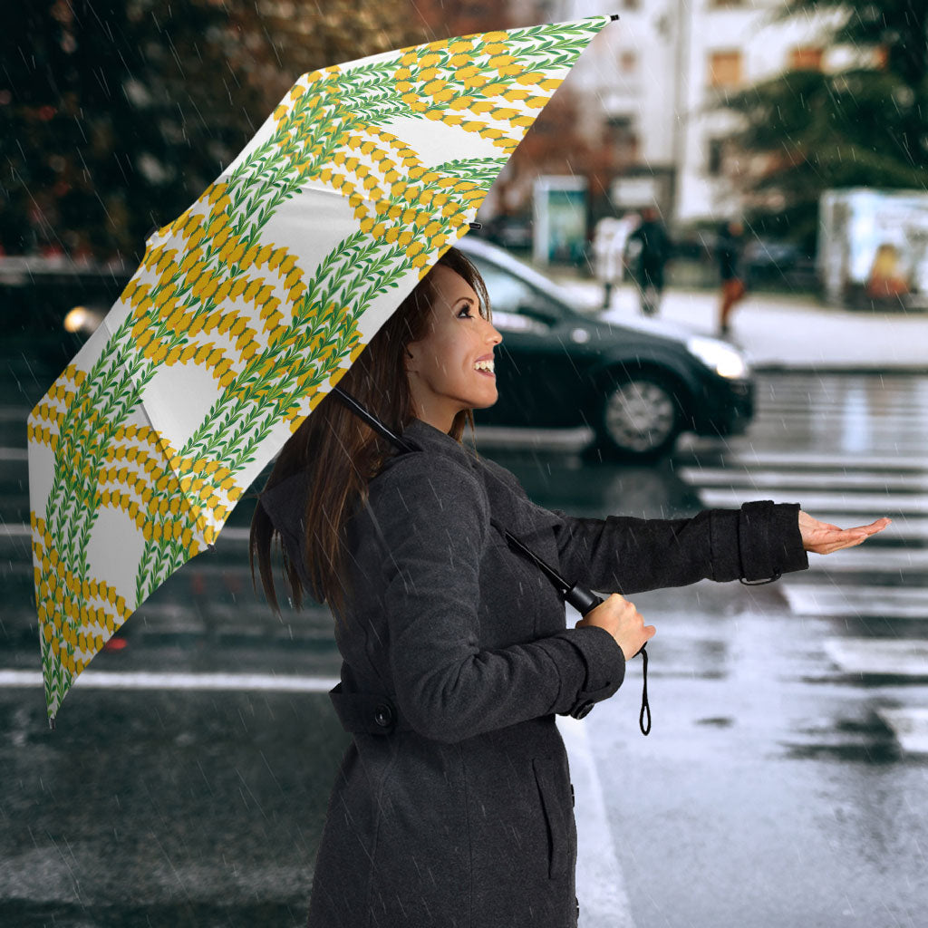 Aloha Hawaii Ilima Maile Lei Umbrella Palaka Inspired Hawaiian-plaid White LT14 - Polynesian Pride