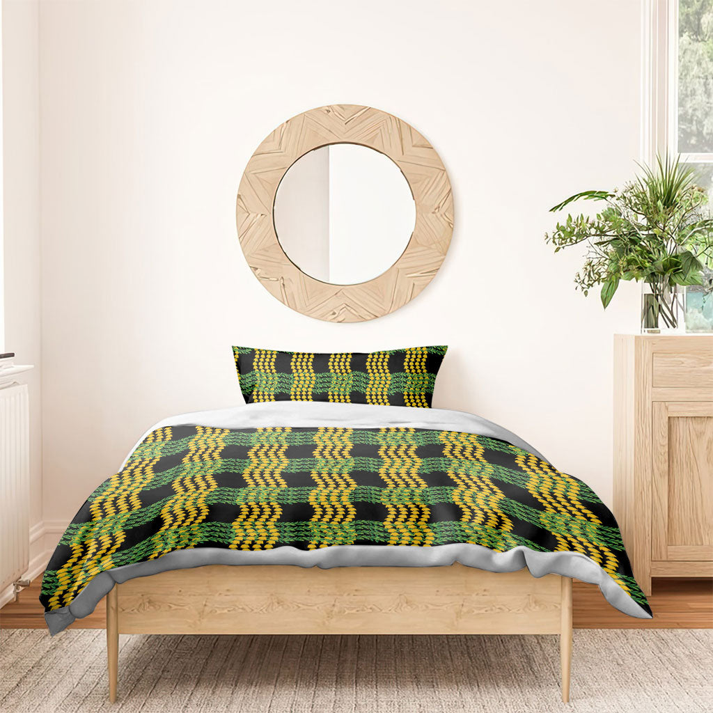 Aloha Hawaii Ilima Maile Lei Bedding Set Palaka Inspired Hawaiian-plaid Black LT14 - Polynesian Pride