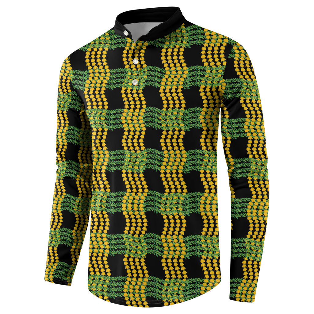 Aloha Hawaii Ilima Maile Lei Button Sweatshirt Palaka Inspired Hawaiian-plaid Black LT14 - Polynesian Pride