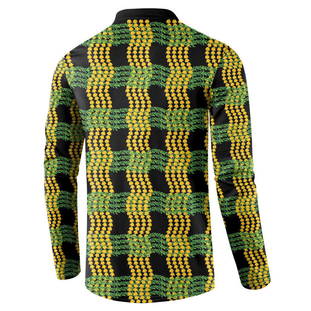 Aloha Hawaii Ilima Maile Lei Button Sweatshirt Palaka Inspired Hawaiian-plaid Black LT14 - Polynesian Pride
