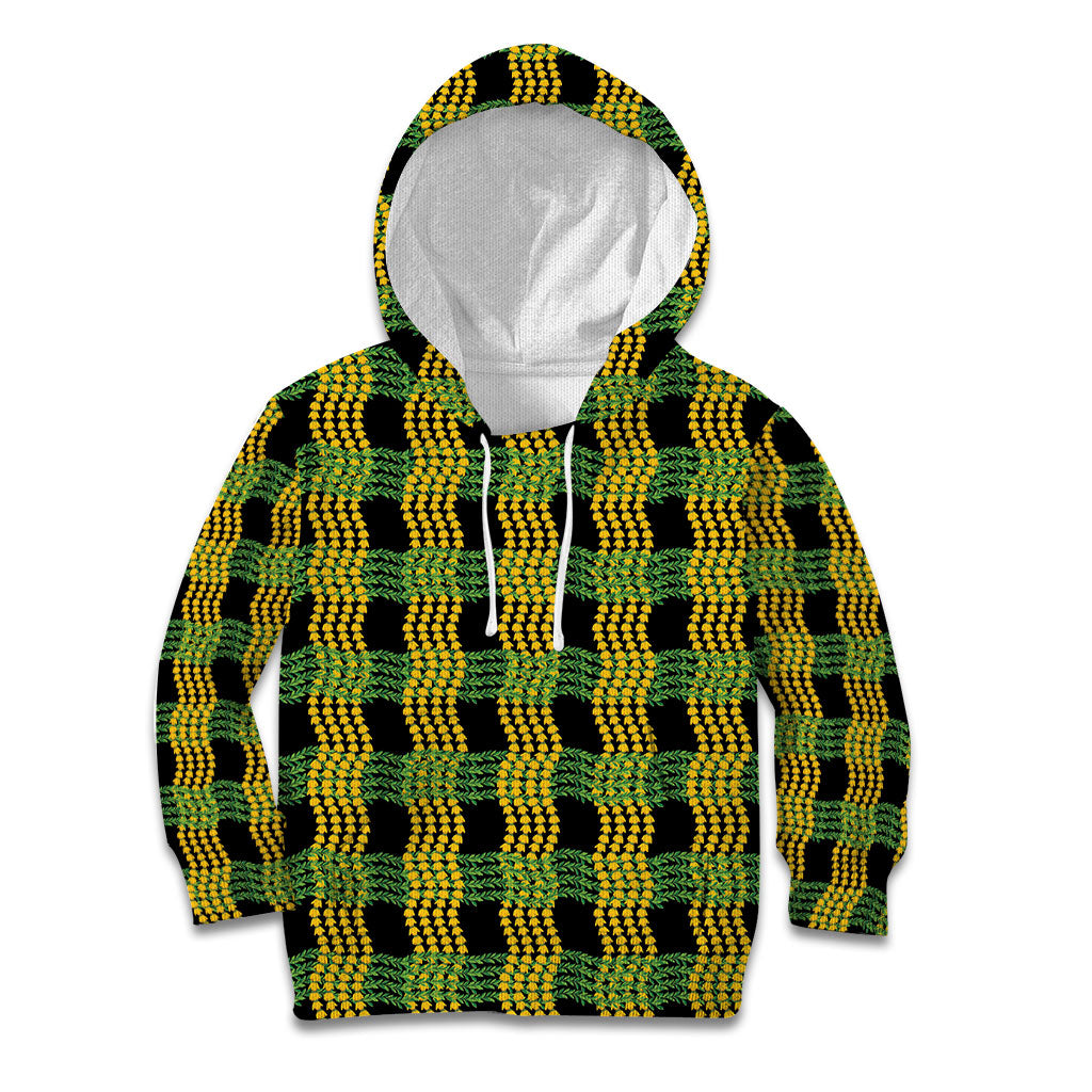 Aloha Hawaii Ilima Maile Lei Kid Hoodie Palaka Inspired Hawaiian-plaid Black LT14 Hoodie Black - Polynesian Pride