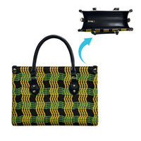 Aloha Hawaii Ilima Maile Lei Leather Bag Palaka Inspired Hawaiian-plaid Black LT14 - Polynesian Pride