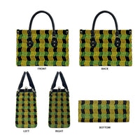 Aloha Hawaii Ilima Maile Lei Leather Bag Palaka Inspired Hawaiian-plaid Black LT14 - Polynesian Pride