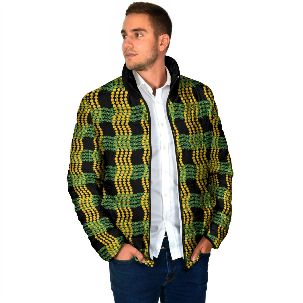 Aloha Hawaii Ilima Maile Lei Padded Jacket Palaka Inspired Hawaiian-plaid Black LT14 - Polynesian Pride
