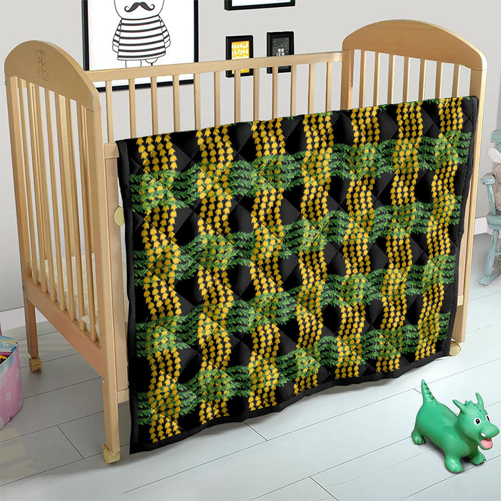 Aloha Hawaii Ilima Maile Lei Quilt Palaka Inspired Hawaiian-plaid Black LT14 - Polynesian Pride