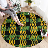 Aloha Hawaii Ilima Maile Lei Round Carpet Palaka Inspired Hawaiian-plaid Black LT14 - Polynesian Pride
