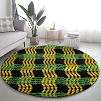Aloha Hawaii Ilima Maile Lei Round Carpet Palaka Inspired Hawaiian-plaid Black LT14 - Polynesian Pride