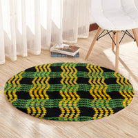 Aloha Hawaii Ilima Maile Lei Round Carpet Palaka Inspired Hawaiian-plaid Black LT14 - Polynesian Pride