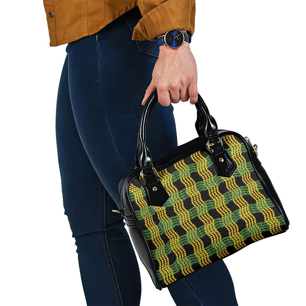 Aloha Hawaii Ilima Maile Lei Shoulder Handbag Palaka Inspired Hawaiian-plaid Black LT14 - Polynesian Pride