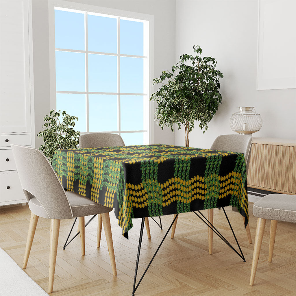 Aloha Hawaii Ilima Maile Lei Tablecloth Palaka Inspired Hawaiian-plaid Black LT14 - Polynesian Pride