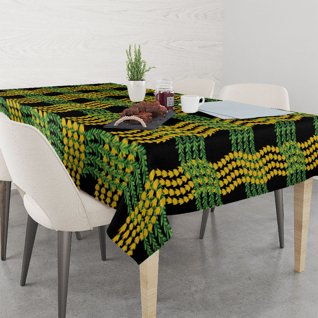 Aloha Hawaii Ilima Maile Lei Tablecloth Palaka Inspired Hawaiian-plaid Black LT14 - Polynesian Pride